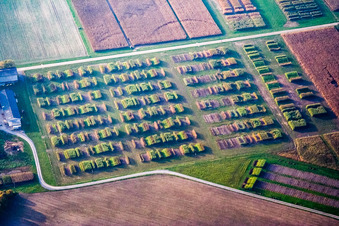 Structures on agricultural experimental fields of Institute for crop science in the district Forchheim in Rheinstetten in the state Baden-Wurttembergtitut