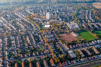 From the southeast in the district Forchheim in Rheinstetten in the state Baden-Wuerttemberg, Germany