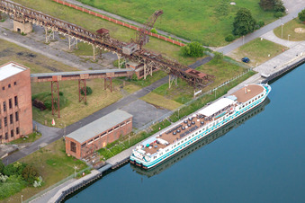 Excursion ship Junkerborg in Peenemünde in the state Mecklenburg-Western Pomerania, Germany
