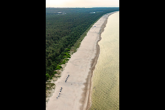 Aerial view of Dog beach Trassenheide in Trassenheide in the state Mecklenburg-Western Pomerania, Germany