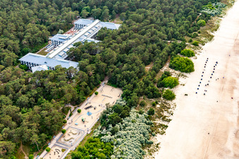 Aerial view of MEDICLIN Dünenwald Clinic in Trassenheide in the state Mecklenburg-Western Pomerania, Germany