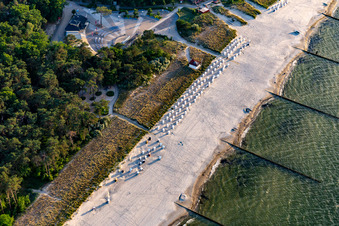 Aerial view of Beach and spa area Zempin in Zempin in the state Mecklenburg-Western Pomerania, Germany