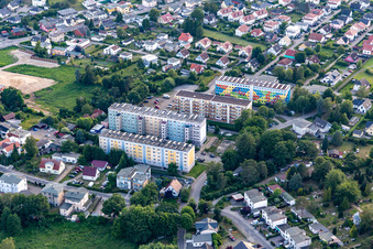 Prefabricated housing estate on Dünenweg in the district Neuhof U in Heringsdorf in the state Mecklenburg-Western Pomerania, Germany