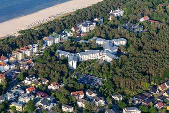 Aerial view of Rehabilitation Clinic Seebad Ahlbeck in the district Ahlbeck U in Heringsdorf in the state Mecklenburg-Western Pomerania, Germany