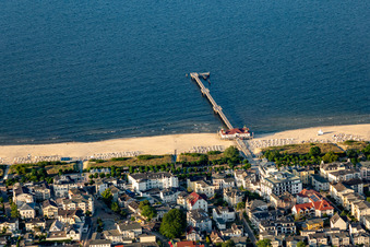 Historic Ahlbeck pier in the district Ahlbeck U in Heringsdorf in the state Mecklenburg-Western Pomerania, Germany