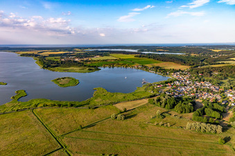 Balmer See with Böhmke Island in the district Neppermin in Benz in the state Mecklenburg-Western Pomerania, Germany