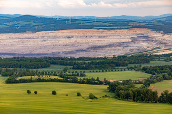 Polish open-cast lignite mine from the northwest in the district Drausendorf in Zittau in the state Saxony, Germany