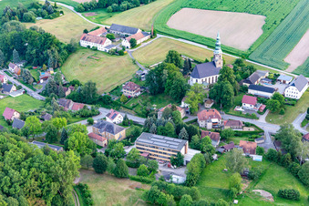 Aerial view of Church Wittgendorf in the district Wittgendorf in Zittau in the state Saxony, Germany