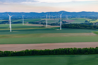 Steinberg panorama at the wind farm Dittelsdorf in the district Dittelsdorf in Zittau in the state Saxony, Germany