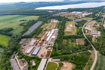 Aerial view of Ostritzer Straße industrial area with Polyvlies-Beyer-Sachsen Management GmbH and Oostdam Metallhandels GmbH in the district Hagenwerder in Görlitz in the state Saxony, Germany