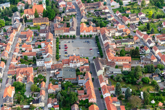 Aerial view of Marketplace in Ostritz in the state Saxony, Germany