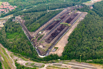 Coal dumps at the open-cast lignite mine "PGE Górnictwo i Energetyka Konwencjonalna Oddział Kopalnia Węgla Brunatnego Turów in Bogatynia in the state Lower Silesia, Poland