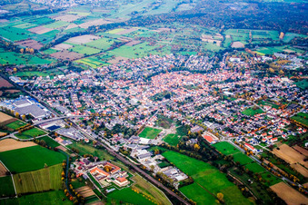 Town View of the streets and houses of the residential areas in the district Mingolsheim in Bad Schoenborn in the state Baden-Wurttemberg
