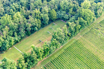 Aerial view of Palatina Archers' Club Grounds in Insheim in the state Rhineland-Palatinate, Germany