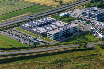 Aerial view of EIZO in Rülzheim in the state Rhineland-Palatinate, Germany