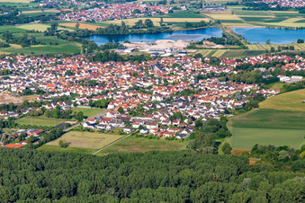 Aerial photograpy of From the northeast in Leimersheim in the state Rhineland-Palatinate, Germany