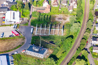 New hall building skeleton in the Am Dorniggraben industrial estate in Kandel in the state Rhineland-Palatinate, Germany