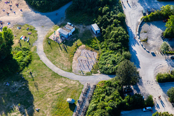 Beach volleyball court at Epplesee in the district Silberstreifen in Rheinstetten in the state Baden-Wuerttemberg, Germany