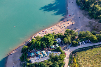 Seegugger beer garden at Epplesee in the district Forchheim in Rheinstetten in the state Baden-Wuerttemberg, Germany