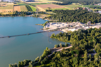 Conveyor belt of the Rhenstetten-Forchheim gravel pit in Lake Epplesee in the district Silberstreifen in Rheinstetten in the state Baden-Wuerttemberg, Germany