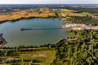 Epplesee from the south in the district Silberstreifen in Rheinstetten in the state Baden-Wuerttemberg, Germany
