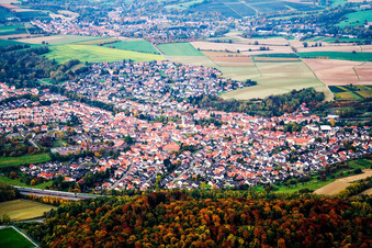 From the south beyond the A6 in Dielheim in the state Baden-Wuerttemberg, Germany