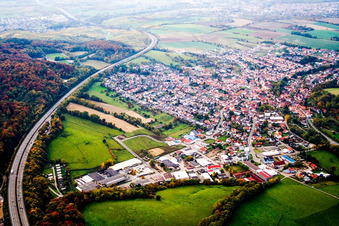 Town from the east in Dielheim in the state Baden-Wuerttemberg, Germany