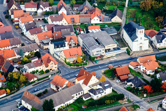 B45 and church in Zuzenhausen in the state Baden-Wuerttemberg, Germany