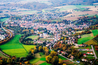 Town from the south in Meckesheim in the state Baden-Wuerttemberg, Germany