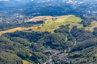 Aerial view of Airport Idar-Oberstein/Göttschied in the district Göttschied in Idar-Oberstein in the state Rhineland-Palatinate, Germany