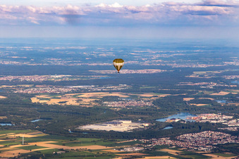 Balloon over the Rhine plain in Lingenfeld in the state Rhineland-Palatinate, Germany