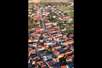 Aerial photograpy of Main Street from the West in Winden in the state Rhineland-Palatinate, Germany