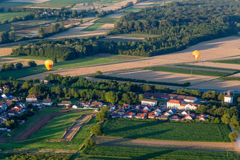 Aerial view of At the train station in Winden in the state Rhineland-Palatinate, Germany