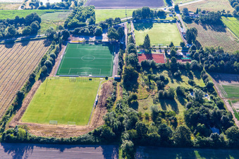 Football pitches of TB Jahn Zeiskam 1896 ev and tennis court of TC '86 Zeiskam eV in Zeiskam in the state Rhineland-Palatinate, Germany