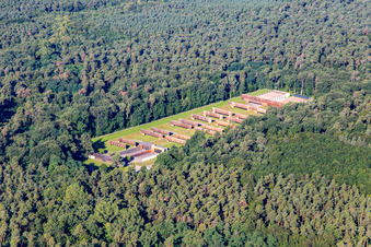 Aerial view of Germersheim shooting range in the district Niederlustadt in Lustadt in the state Rhineland-Palatinate, Germany