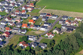 Flower ring in the district Hardtwald in Neupotz in the state Rhineland-Palatinate, Germany seen from above