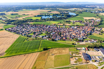 Aerial photograpy of From the north in Neupotz in the state Rhineland-Palatinate, Germany