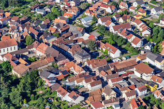 Main street with half-timbered houses in Rheinzabern in the state Rhineland-Palatinate, Germany