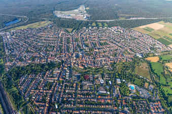 Aerial photograpy of Hockenheim in the state Baden-Wuerttemberg, Germany