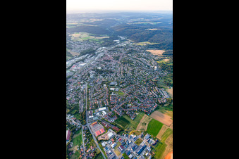 Aerial view of Village-Erbach from the south in the district Dorf-Erbach in Erbach in the state Hesse, Germany