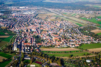 Aerial view of Ketsch in the state Baden-Wuerttemberg, Germany