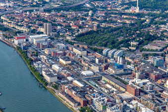Chemical plant on the banks of the Rhine in the district BASF in Ludwigshafen am Rhein in the state Rhineland-Palatinate, Germany out of the air