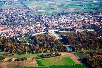 Aerial view of Castle Garden Schwetzingen in Schwetzingen in the state Baden-Wuerttemberg, Germany