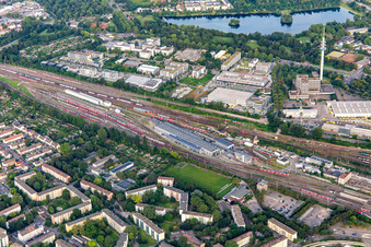 Main station and Ludwig-Reichling-Straße commercial area in the district Süd in Ludwigshafen am Rhein in the state Rhineland-Palatinate, Germany