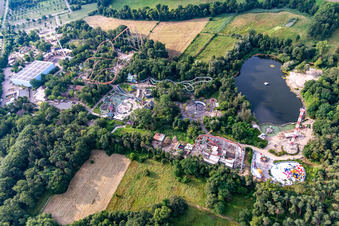 Drone recording of Holiday Park Germany in Haßloch in the state Rhineland-Palatinate, Germany