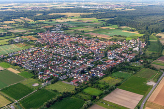 Aerial view of From the northeast in Zeiskam in the state Rhineland-Palatinate, Germany
