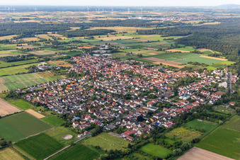 Aerial photograpy of From the northeast in Zeiskam in the state Rhineland-Palatinate, Germany