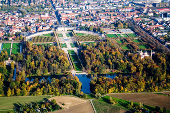 Castle Garden Schwetzingen in Schwetzingen in the state Baden-Wuerttemberg, Germany out of the air
