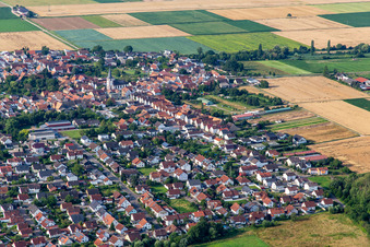 Aerial view of Waldstr in Ottersheim bei Landau in the state Rhineland-Palatinate, Germany