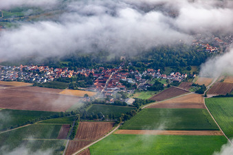 Forest road from the south under clouds in the district Mühlhofen in Billigheim-Ingenheim in the state Rhineland-Palatinate, Germany